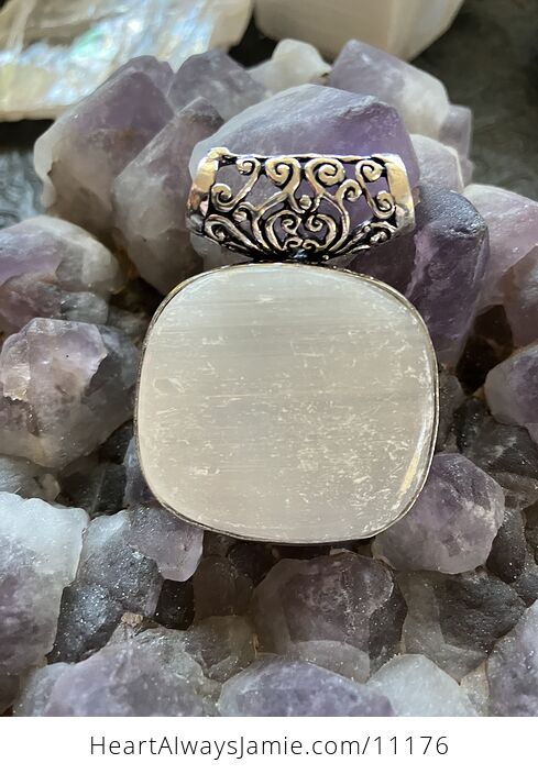 Selenite Crystal Stone Jewelry Pendant - #i52LluOh3bE-1
