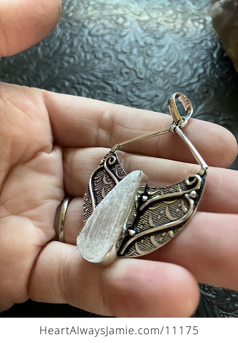 Selenite Wings Crystal Stone Jewelry Pendant - #ZLaW7sYflf0-5