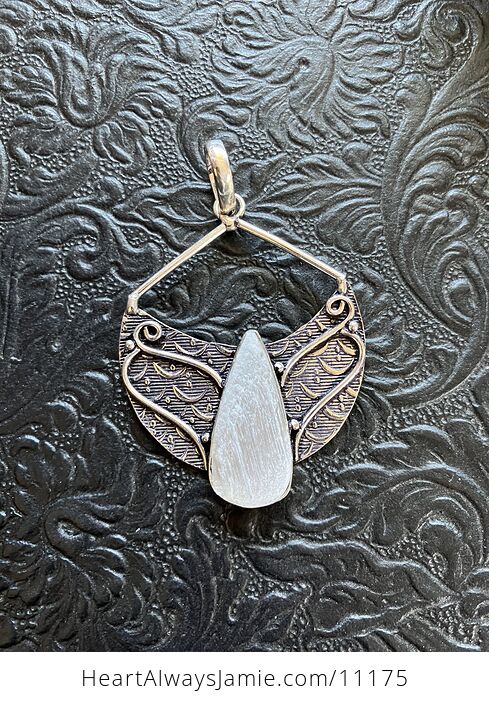 Selenite Wings Crystal Stone Jewelry Pendant - #ZLaW7sYflf0-1