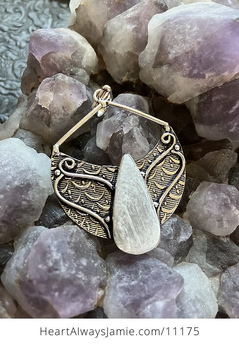 Selenite Wings Crystal Stone Jewelry Pendant - #ZLaW7sYflf0-2