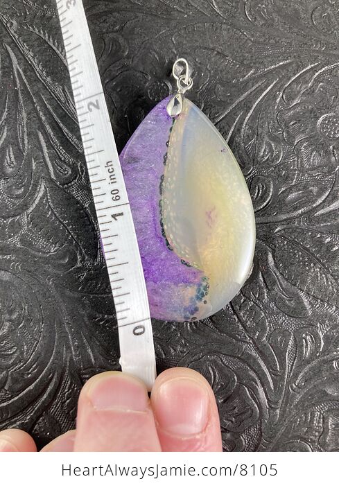 Semi Transparent Beige and Purple Druzy Stone Agate Jewelry Pendant - #52UEbDWTvTY-5