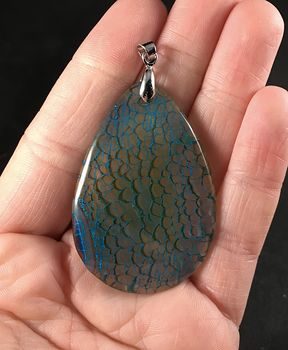 Semi Transparent Blue Dragon Veins Agate Stone Pendant #kqvj3dC3FHk