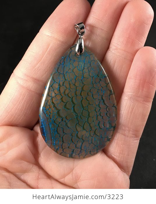 Semi Transparent Blue Dragon Veins Agate Stone Pendant - #kqvj3dC3FHk-1