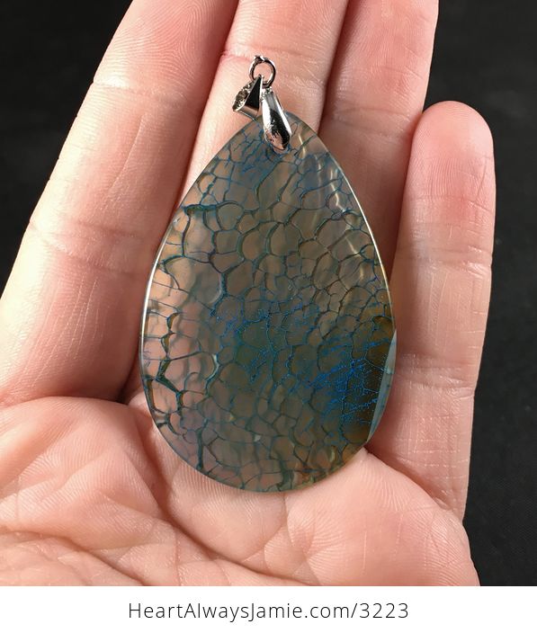 Semi Transparent Blue Dragon Veins Agate Stone Pendant Necklace - #kqvj3dC3FHk-2