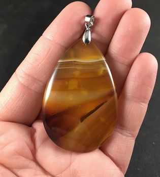 Semi Transparent Brown and Orange Agate Stone Pendant #jh18V6Dg4oU
