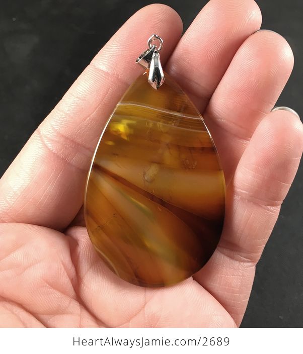 Semi Transparent Brown and Orange Druzy Agate Stone Pendant Necklace - #jh18V6Dg4oU-2