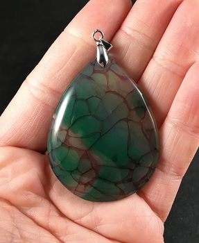 Semi Transparent Green and Red Dragon Veins Agate Stone Pendant #sjsBGqxNlEw