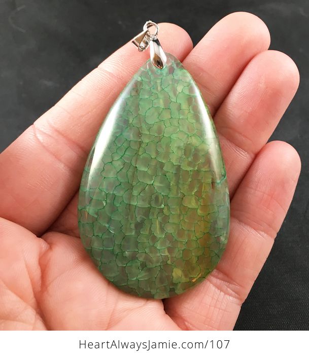Semi Transparent Green Dragon Veins Stone Agate Pendant - #i1HcpTnSyAM-1