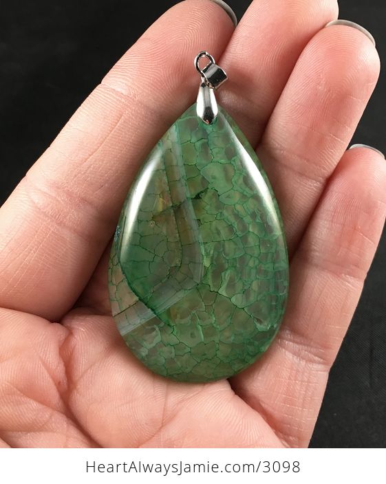 Semi Transparent Green Dragon Veins Stone Pendant - #0wYhIXRuyfU-1