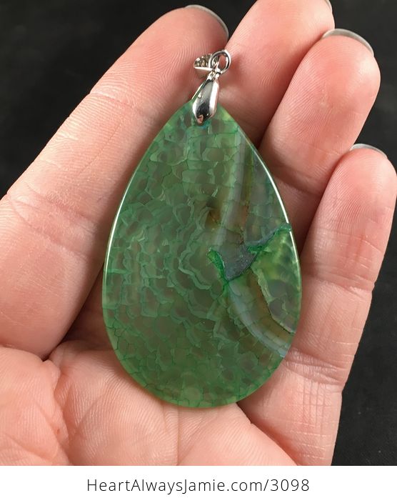 Semi Transparent Green Dragon Veins Stone Pendant Necklace - #0wYhIXRuyfU-2