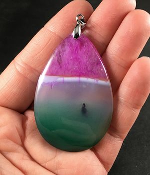 Semi Transparent Green White and Pink Druzy Agate Stone Pendant #AWi19kyw0ZY