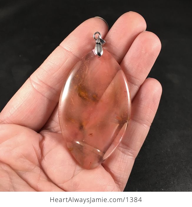 Semi Transparent Orange and Pink Cherry Quartz Stone Pendant - #qKyP09ZbLMI-1