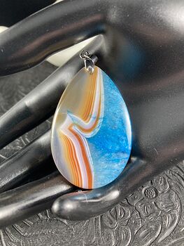 Semi Transparent Orange White and Blue Druzy Stone Jewelry Agate Pendant #bEmAdqvQW7M