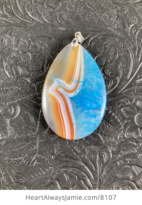 Semi Transparent Orange White and Blue Druzy Stone Jewelry Agate Pendant - #bEmAdqvQW7M-5