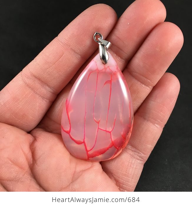 Semi Transparent Pink Dragon Veins Agate Stone Pendant - #qxaELGzIHsk-1