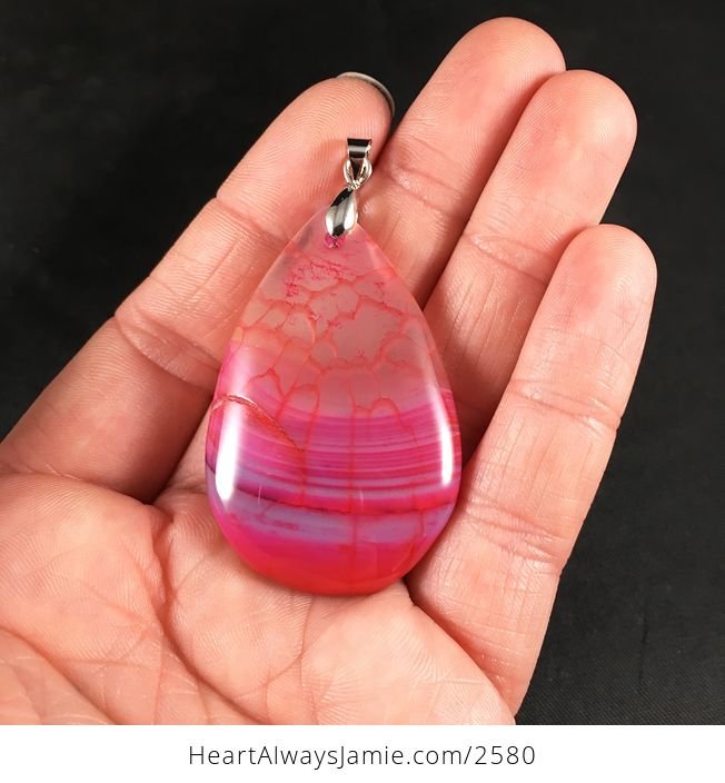 Semi Transparent Red and Pink Dragon Veins Stone Pendant - #S02biAPqfXk-1
