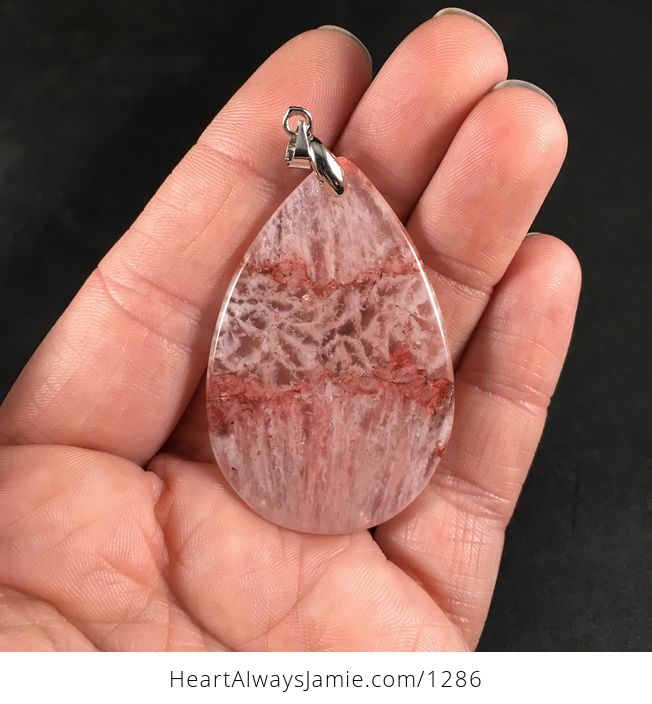 Semi Transparent Red Drusy Stone Pendant Necklace - #gCJdhjlLEYM-2