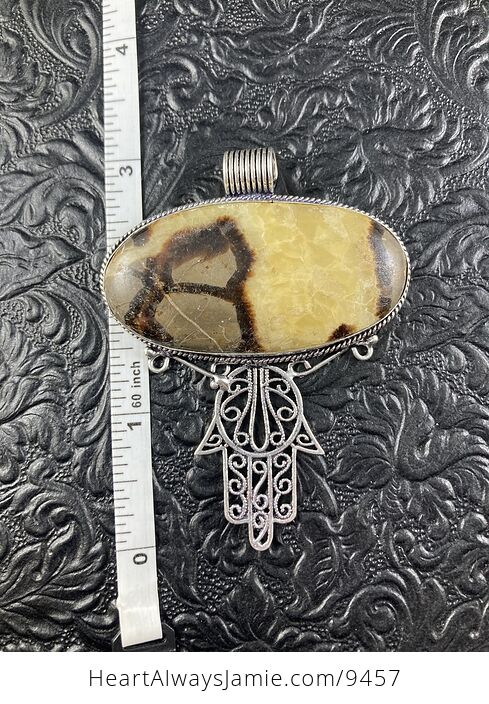 Septarian Hamsa Hand Crystal Stone Jewelry Pendant - #QgJXqP9SVpw-2
