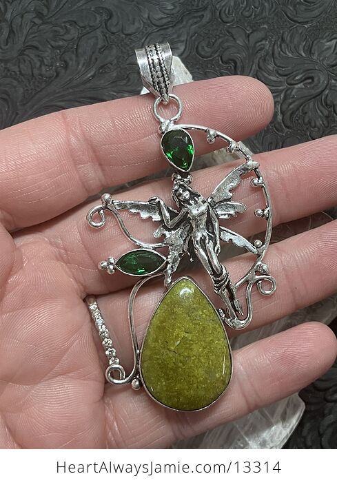 Serpentine and Green Stone Fairy Crystal Jewelry Pendant - #fzx1s6D1jvg-1