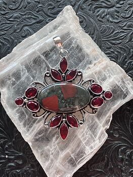 Setonite African Bloodstone and Garnet Crystal Pendant Stone Jewelry #ki4Jfgv3JeY