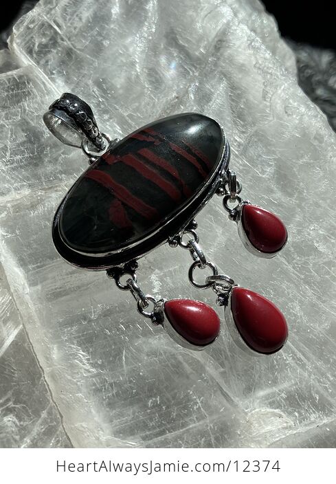 Setonite African Bloodstone and Red Coraljewelry Pendant Crystal Stone Jewelry - #lrw3pnpqQ2I-4