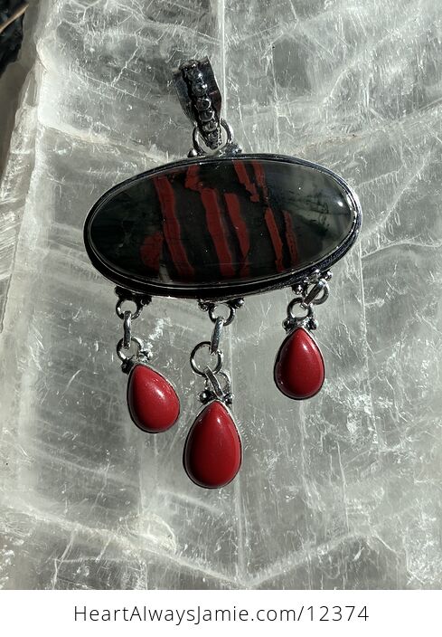 Setonite African Bloodstone and Red Coraljewelry Pendant Crystal Stone Jewelry - #lrw3pnpqQ2I-3