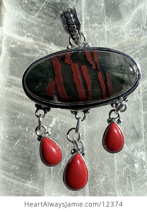 Setonite African Bloodstone and Red Coraljewelry Pendant Crystal Stone Jewelry - #lrw3pnpqQ2I-6