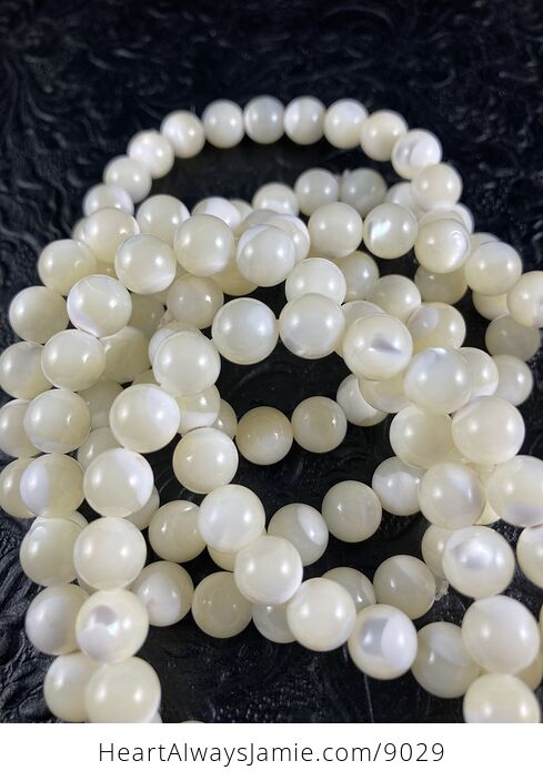 Shell Mother of Pearl 8mm Natural Gemstone Jewelry Bracelet - #fxOZX9BKYmw-5