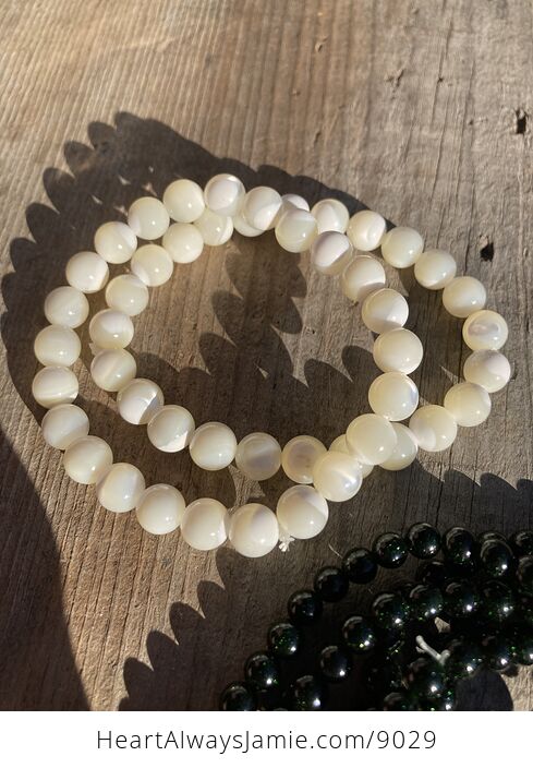 Shell Mother of Pearl 8mm Natural Gemstone Jewelry Bracelet - #fxOZX9BKYmw-1