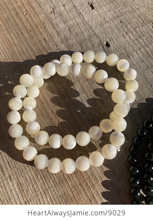 Shell Mother of Pearl 8mm Natural Gemstone Jewelry Bracelet - #fxOZX9BKYmw-2