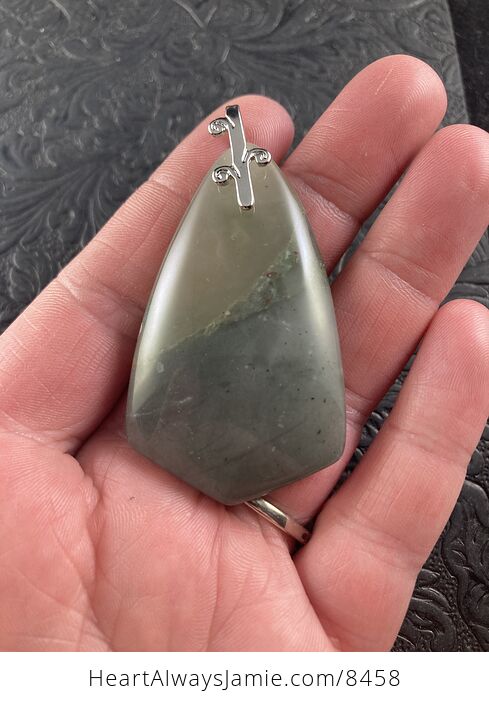 Shield Shaped Gray African Bloodstone Jewelry Pendant Crystal Ornament - #TVNNlLDE0n4-1
