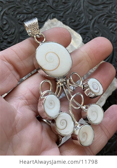 Shiva Eye Shell and Pietersite Gemstone Jewelry Crystal Fidget Pendant - #Y4tsBHOyavY-2