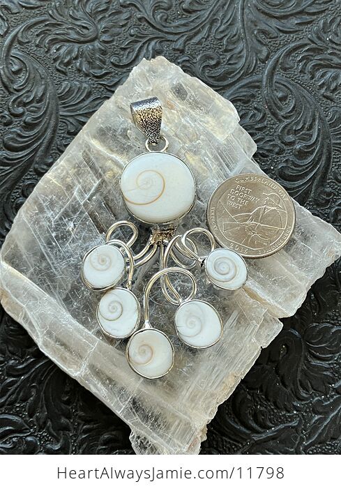 Shiva Eye Shell and Pietersite Gemstone Jewelry Crystal Fidget Pendant - #Y4tsBHOyavY-5