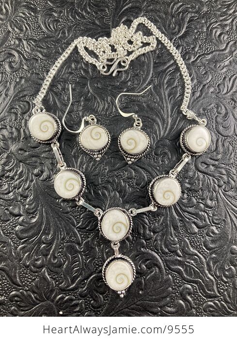 Shiva Eye Shell Link Necklace and Earring Jewelry Set - #JKk1qV99WSk-1