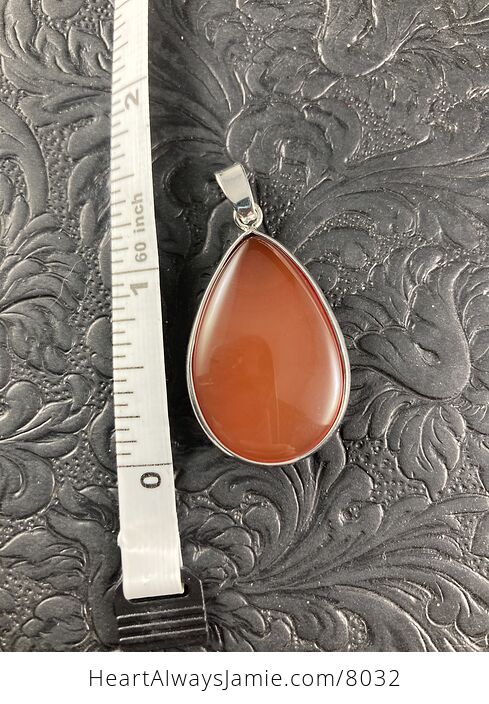 Silver Framed Reddish Orange Brown Agate Stone Pendant - #uC6AeNcPlO0-8