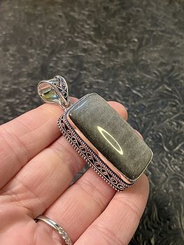 Silver Sheen Obsidian Crystal Stone Jewelry Pendant #HomKhIYsz0Q