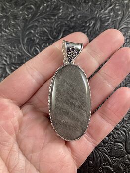 Silver Sheen Obsidian Crystal Stone Jewelry Pendant #cg6ebowtNs0
