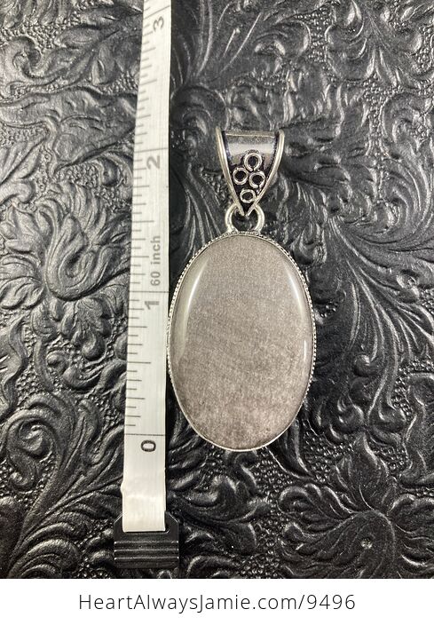 Silver Sheen Obsidian Crystal Stone Jewelry Pendant - #PZbU8kk1J78-4