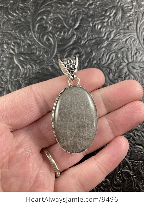 Silver Sheen Obsidian Crystal Stone Jewelry Pendant - #PZbU8kk1J78-2