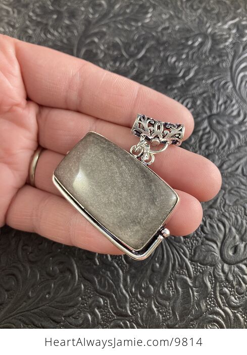 Silver Sheen Obsidian Crystal Stone Jewelry Pendant - #cTTyRlwr2NM-4