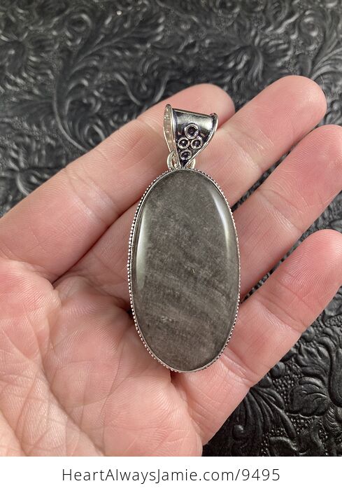 Silver Sheen Obsidian Crystal Stone Jewelry Pendant - #cg6ebowtNs0-1
