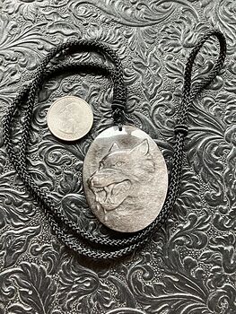 Silver Sheen Obsidian Wolf Crystal Stone Jewelry Pendant Necklace #zIJUiyxydy0