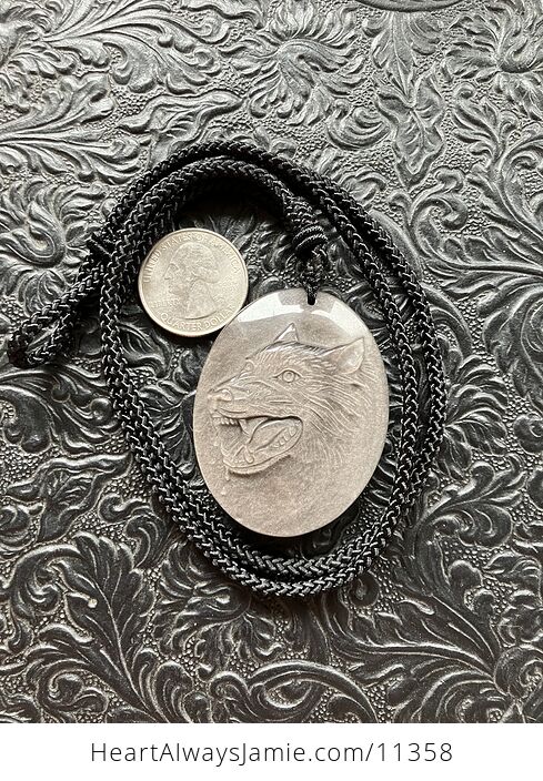 Silver Sheen Obsidian Wolf Crystal Stone Jewelry Pendant Necklace - #0etpnUYeUEw-2
