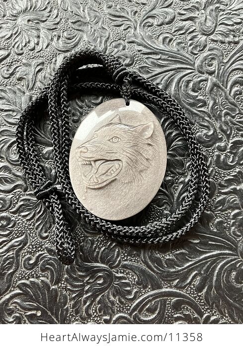 Silver Sheen Obsidian Wolf Crystal Stone Jewelry Pendant Necklace - #0etpnUYeUEw-3