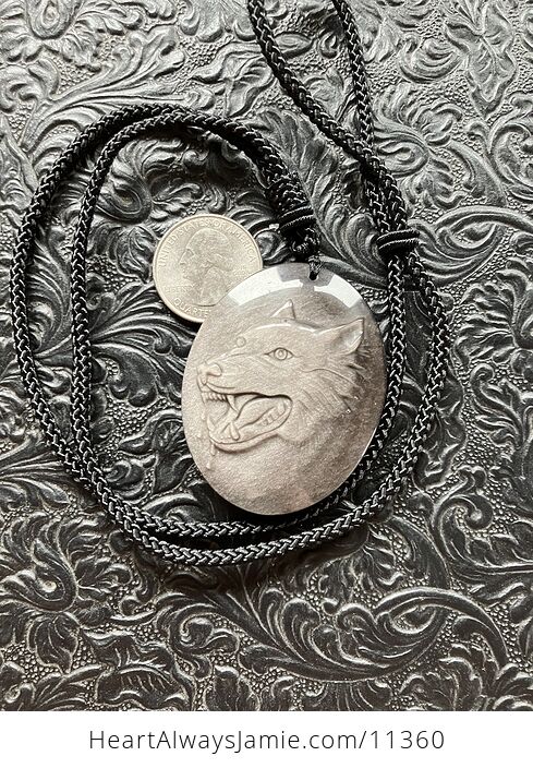 Silver Sheen Obsidian Wolf Crystal Stone Jewelry Pendant Necklace - #rIlGOOd6hO4-3