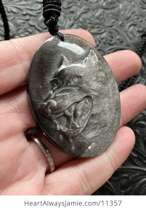 Silver Sheen Obsidian Wolf Crystal Stone Jewelry Pendant Necklace - #zIJUiyxydy0-3
