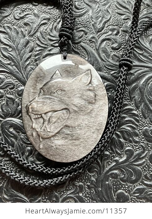 Silver Sheen Obsidian Wolf Crystal Stone Jewelry Pendant Necklace - #zIJUiyxydy0-2