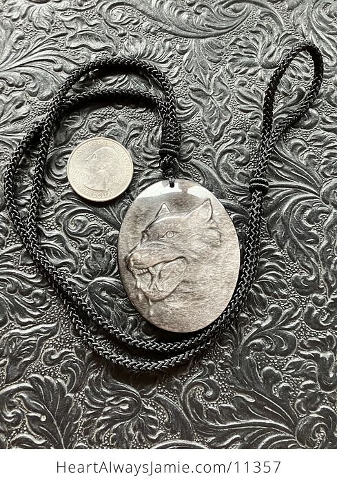 Silver Sheen Obsidian Wolf Crystal Stone Jewelry Pendant Necklace - #zIJUiyxydy0-1