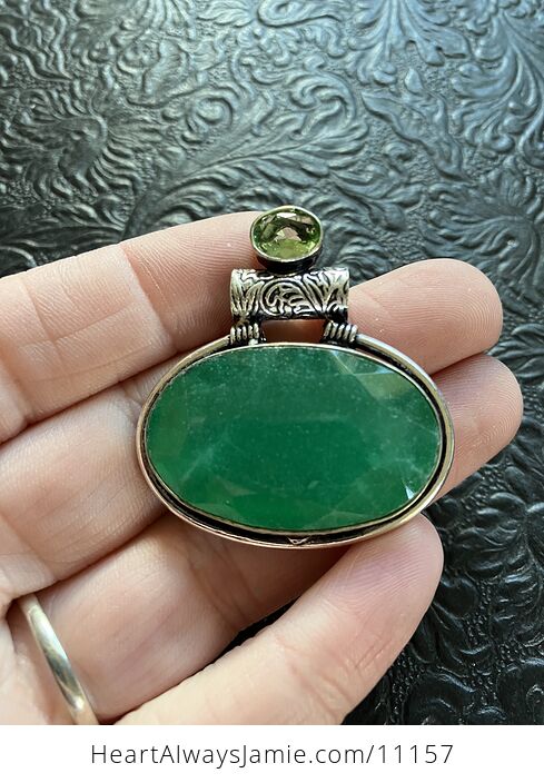 Simulated Faceted Emerald and Green Gem Crystal Stone Jewelry Pendant - #2itXQB0UwDo-1