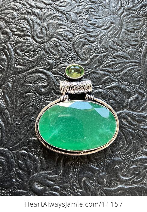 Simulated Faceted Emerald and Green Gem Crystal Stone Jewelry Pendant - #2itXQB0UwDo-3
